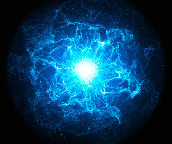Blue galaxy in space